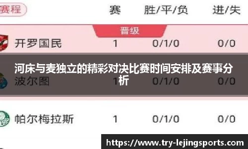 河床与麦独立的精彩对决比赛时间安排及赛事分析